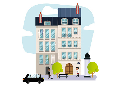 Paris Go to Work building city house illustrations landscape lifestyle paris vector