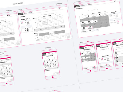 UX Meeting Room Booking book booking calendar design grid mobile prototype ui ux web wireframe