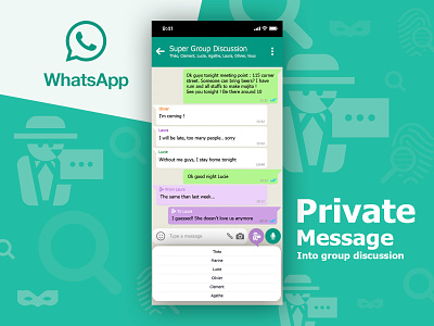 Day 4 - Whatsapp Private Talk into group discussion app design device discussion function group message mobile new private ux web whatsapp
