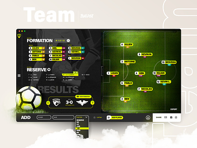 Interface Manager - Sport Web App app application black composition dashboard design football formation interface management soccer sport stats team template ui ux web