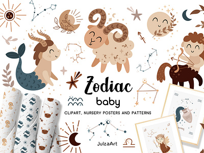 Zodiac baby collection animals astrology baby baby clip art baby horoscope baby zodiac bohemian boho celestial clipart digital paper horoscope illustration seamless pattern vector zodiac zodiac clipart zodiac constellations zodiac paper zodiac sign