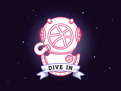 Dive into Dribbble hello dribbble playoff sticker mule