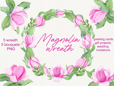 Magnolia wreath. Watercolor. floral wreath png illustration magnolia logo