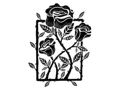 Roses and linocut flowers linocut roses