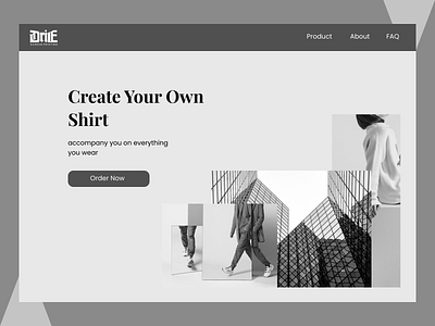 Web UI - DRIE Custom Shirt - trials bw design drie fashion gray homepage order shirt ui ux website webui