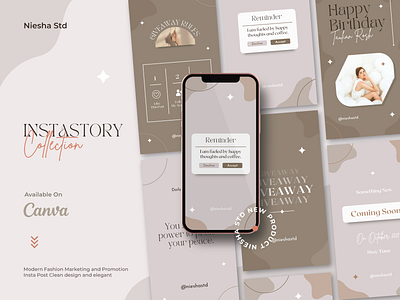 Aesthetic Fashion InstaStory aesthetic branding canva cream design elegant fashion feminim illustration instagram instagram template layout minimalist modern pink story template ui