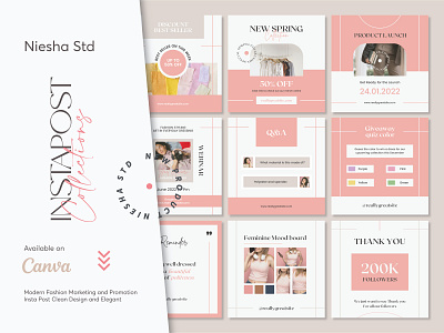 Pinky Modern Business Instagram Post Template branding bright business canva cream design elegant fashion illustration instagram instagram template layout light line minimalist modern pink preview template ui