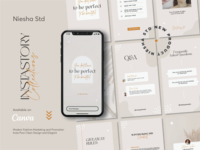 Orange Beauty Modern Feminim InstaStory Tempate branding canva cream elegant fashion feminim instagram minimalist modern orange preview template ui