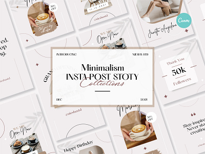 Minimalism Insta Template branding bundle business canva cream design elegant fashion feminim illustration instagram instagram template layout minimalist modern orange pink preview template ui