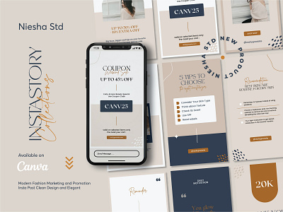 Hense Cream Dark Blue Insta Story Template besuty branding business canva cream dark blur design elegant fashion feminim illustration insta story instagram instagram template layout minimalism minimalist modern template ui