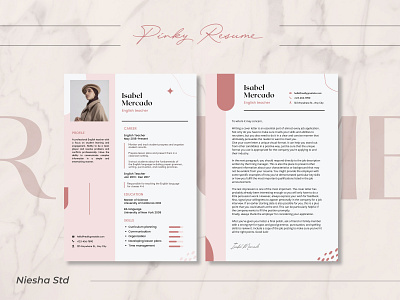 Pinky Resume Canva Template branding canva elegant fashion latter layout letter minimalis modern resume template