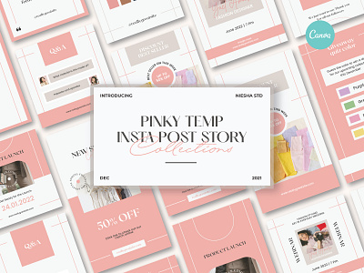 Pinky Minimalist instagram template branding business canva cream design elegant fashion feminim illustration instagram line minimalist pink pinky square template