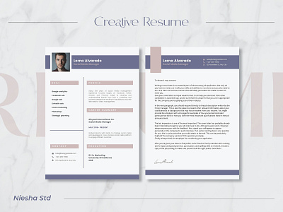 Social Media Manager Resume Canva Template branding business canva design elegant fashion illustration instagram letter minimalist pink purple resume template ui work