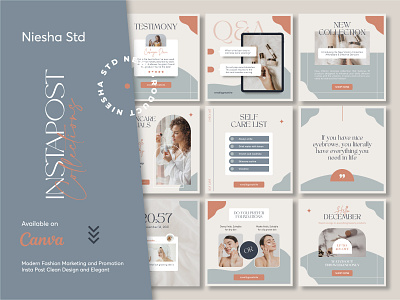 Skincare Insta Post Canva Template blue branding business canva cream design elegant fashion feminim flat graphic design instagram layout minimalist modern orange pink preview product template