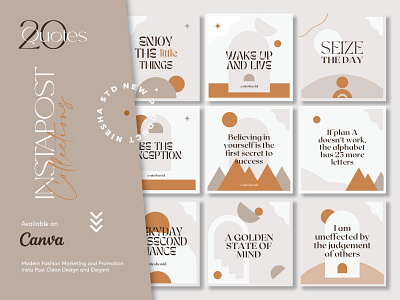 Insta Post Quote Collections boho branding canva design elegant fashion feed geomatric illustration instagram instagram template layout post preview quote social media template ui