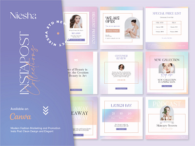 Gradient Insta Post beauty branding canva design elegant fashion feminim gradient instagram instagram template layout minimalist modern skincare template