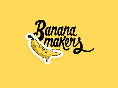 Banana Makers Smoothies banana banana illustration banana logo fruit fruit logo illustration lettering lettering logo logo design smoothie smoothie logo yellow logo