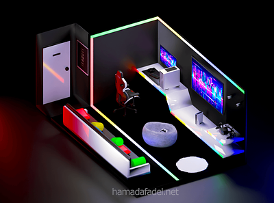 My new Ultimate RGB Gaming Setup Design! 3d 3d gaming room design gaming room gaming setup illustration interior design