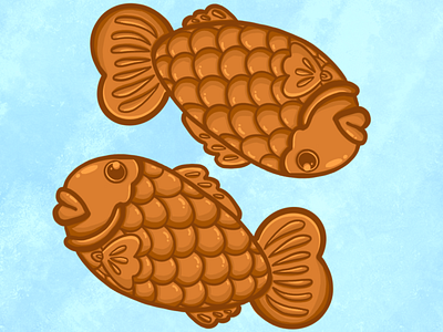 Taiyaki Fish cute digital art drawing fish food graphic design illustration japan sushi swimming taiyaki water