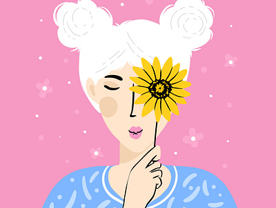 Girl with sunflower illustration bold colours character design custom art editorial illustration girl graphic design illustration illustrator sunflower