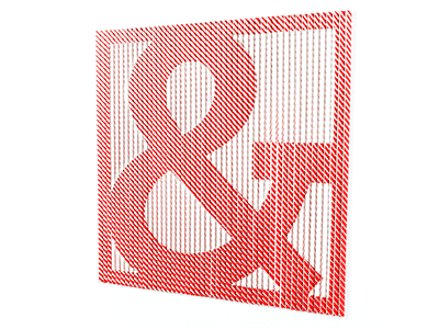 Red & White ampersand laser cut lenticular paper paper craft
