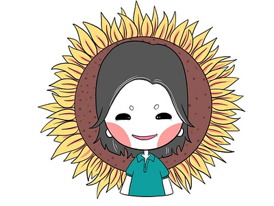 Sun Flower design drawing illustration