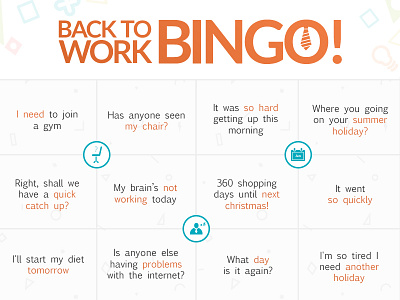 Back to Work Bingo!