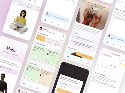 Might - meditation app, psychologist search app android app app app design interface ios app mobile podcast uiux