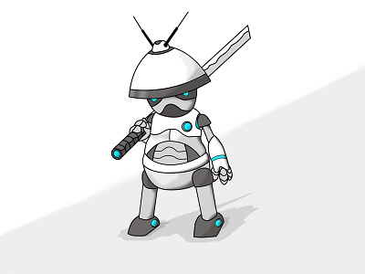 Mini Robot Samurai futuristic graphic design illustration vector