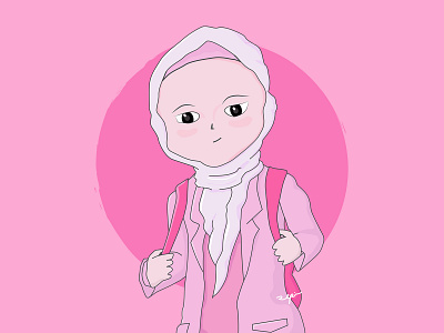 Cute Hijab bag child cute design digital flat graphic design hijab illustration islam muslim muslimah pink vector vector art