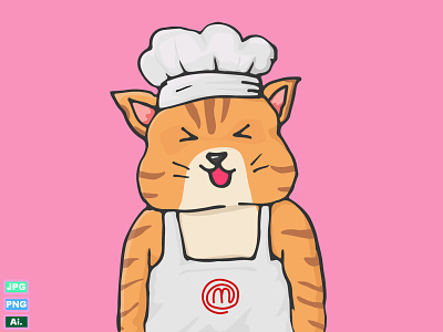 Cute Master chef 2d animation cat chef cook cute graphic design happy icon illustration koki master vector