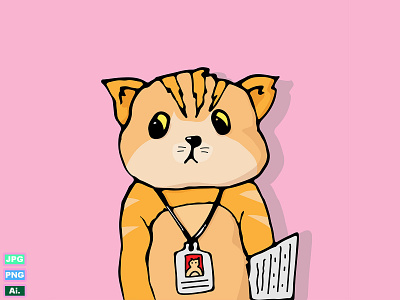 Cute Cat employee cat cute design digital employee graphic design illustration office report vector