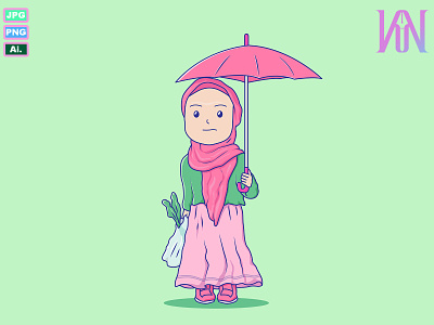 Hijab pink art creative digital fabrica graphic design illustration kareem moslem pink ramadhan umbrella vector
