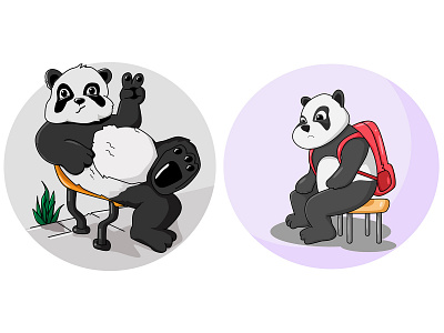 Daily Panda Back From School animal art bear cute design digital funny graphic design illustration panda shirt simple vector
