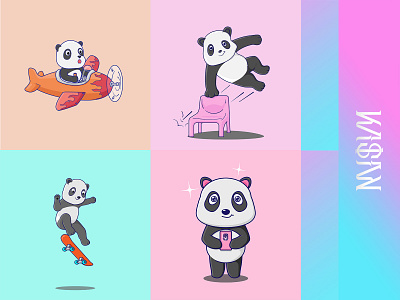 Daily Panda art bear branding cute design digital graphic design illustration panda parkour photo pilot selfie skate vector