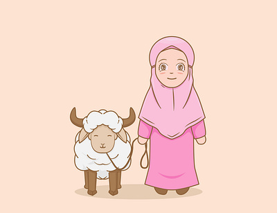 Muslimah Happy Eid Al-Adha Mubarak adha art branding design digital eid graphic design illustration mubarak vector