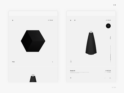 BeO. concept e commerce grid minimal music store tablet ui white