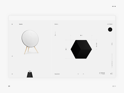 BeO. black concept desktop e commerce grid minimal music store ui white