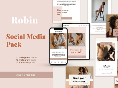 Social Media Pack - Robin branding fonts graphic design lay out social media templates