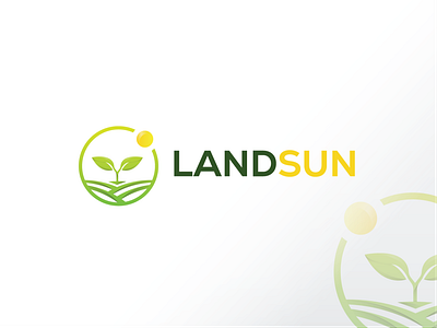 LAND SUN branding design gradient graphic design green land landscaping logo nature sun