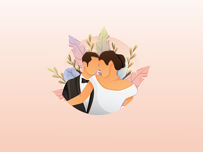 Couple Wedding Flat Illustration branding design gradient graphic design illustration wedding