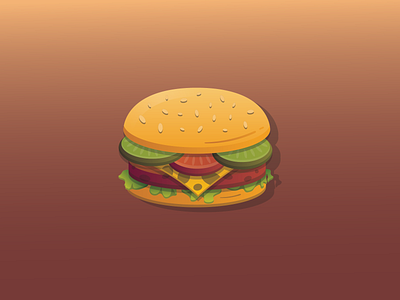 Burger Flat Illustration branding burger design food gradient graphic design illustration