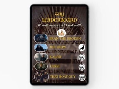 Ui019 Dribbble 019 dailyui got ironthrone leaderboard ui