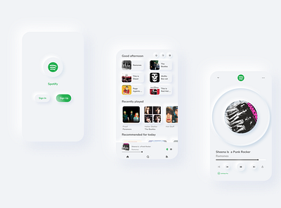 Spotify Neumorphic UI Redesign app appdesign branding design graphic design neumorphic spotify ui uidesign uiux ux