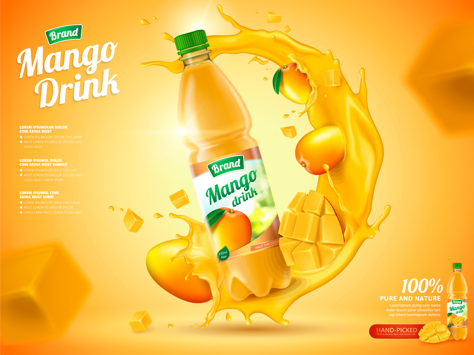 <b>Mango</b> Drink Poster design.