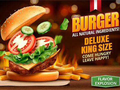 Burger Poster Design burger poster design illustration poster design