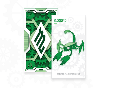Zodiac Cards - SCORPIO animal animals art cartoon design drawing escorpion graphic green illustration illustrator robots scorpio tarjeta tarot tarot cards vector verde zodiac