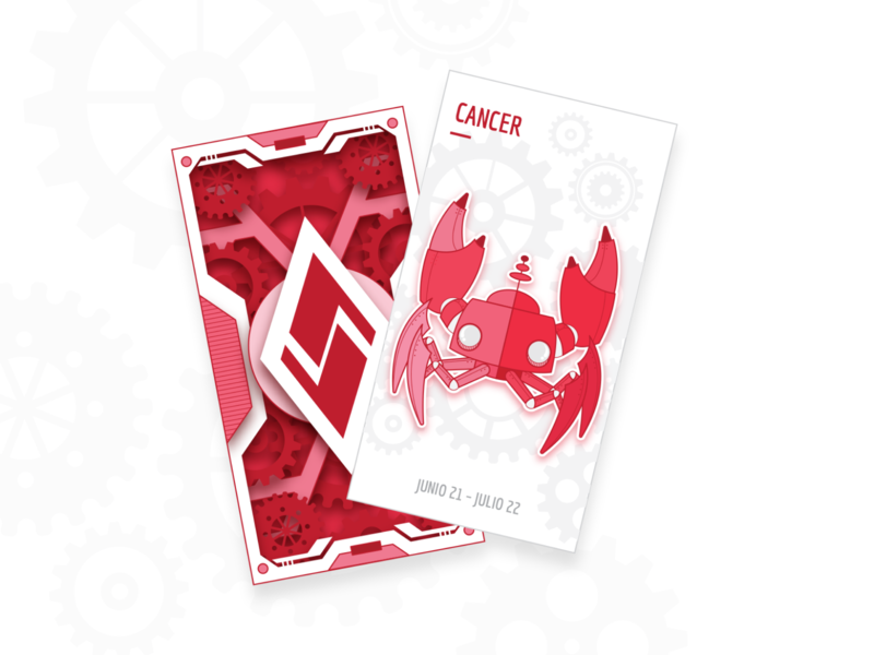 Zodiac Cards - CANCER animal branding cancer cangrejo crab design graphic design horoscopo illustration logo red rojo tarjeta tarot tarot card tarot cards vector zodiac