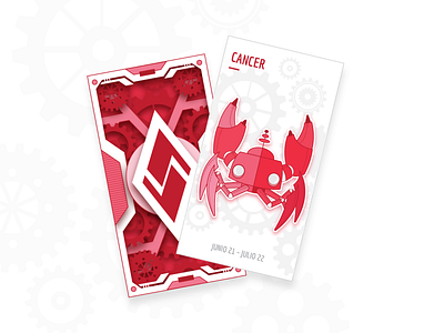 Zodiac Cards - CANCER animal branding cancer cangrejo crab design graphic design horoscopo illustration logo red rojo tarjeta tarot tarot card tarot cards vector zodiac