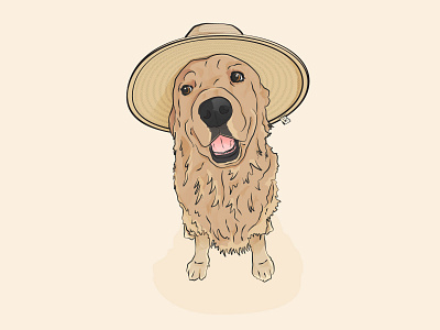 Cody the Pup! animal cute dog doggo doggy golden retriever hat illustraion illustrator pet puppy vector